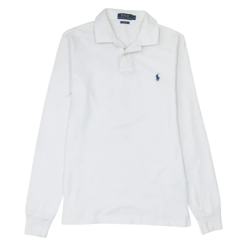 Polo Ralph Lauren 90's Long Sleeve Quarter Button Polo Shirt Small White sold by Vintage Club