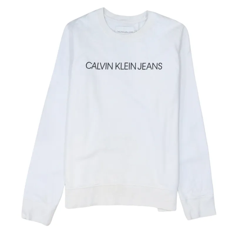 Calvin Klein 90's Spellout Crew Neck Sweatshirt XLarge White sold by Vintage Club
