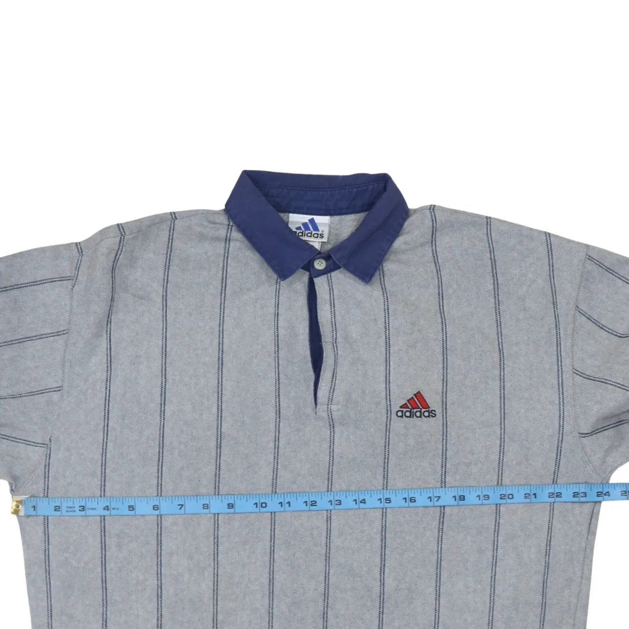 Adidas 90's Long Sleeve Quarter Button Polo Shirt Large Grey sold by Vintage Club product image thumbnail 5