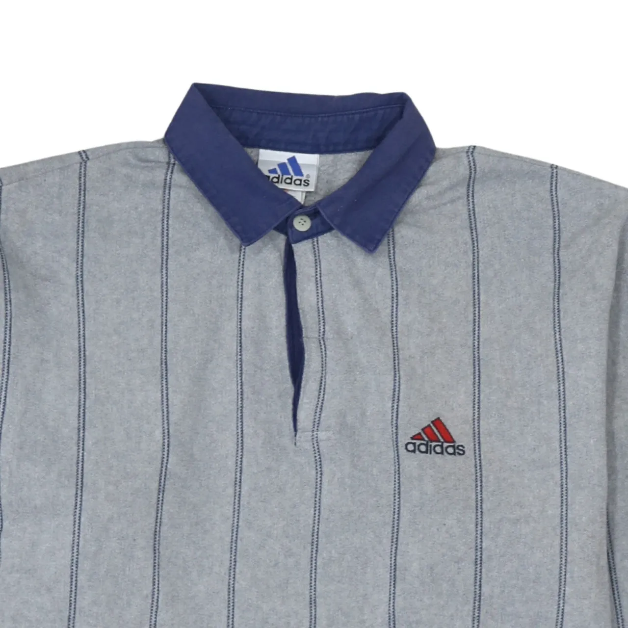 Adidas 90's Long Sleeve Quarter Button Polo Shirt Large Grey sold by Vintage Club product image thumbnail 3