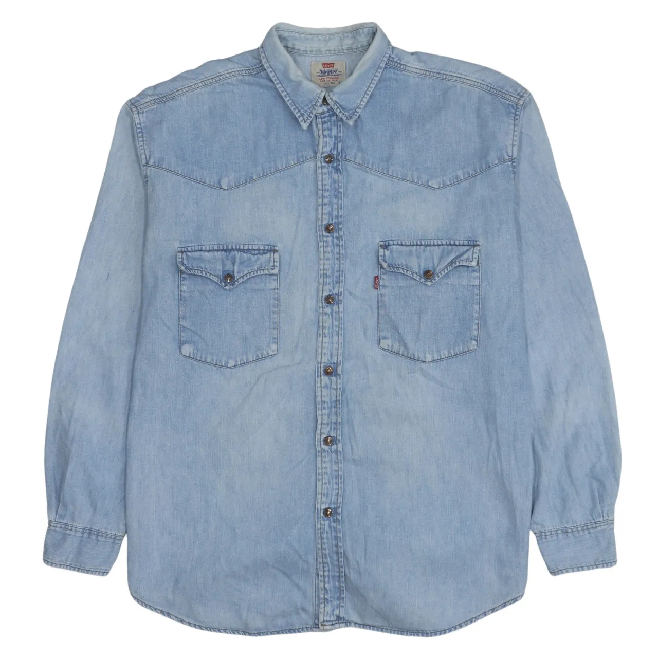 Levi Strauss &Co 90's Long Sleeve Button Up Shirt XLarge Blue sold by Vintage Club