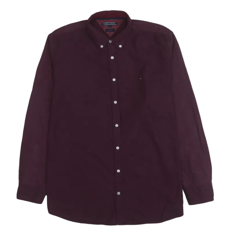 Tommy Hilfiger 90's Long Sleeve Button Up Shirt XXLarge (2XL) Burgundy Red made by Tommy Hilfiger