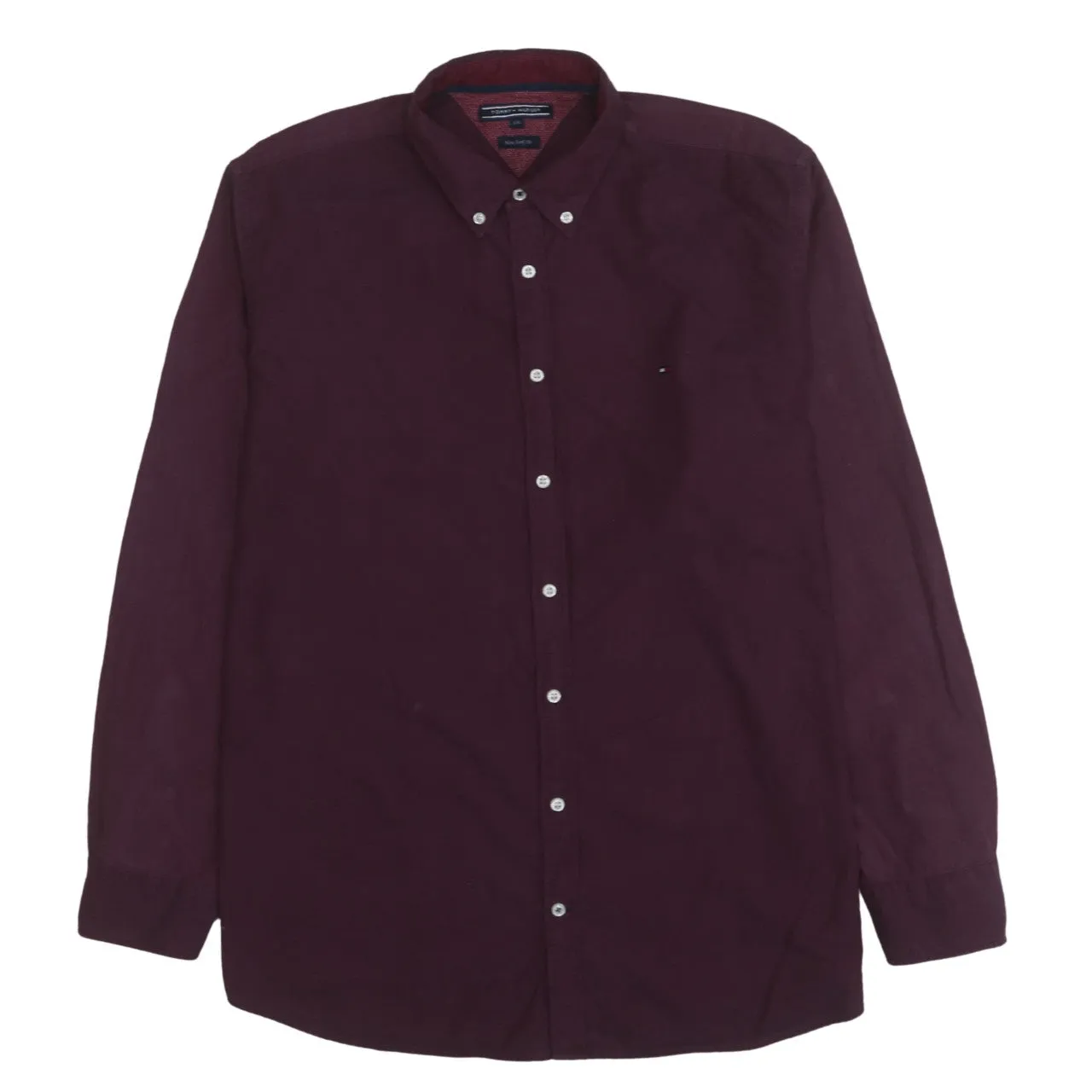 Tommy Hilfiger 90's Long Sleeve Button Up Shirt XXLarge (2XL) Burgundy Red sold by Vintage Club
