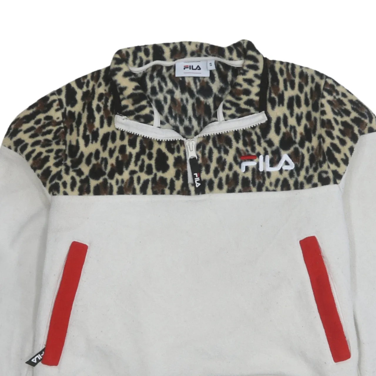 Fila 90's Crop Quarter Zip Fleece Jumper Small Beige Cream sold by Vintage Club product image thumbnail 3