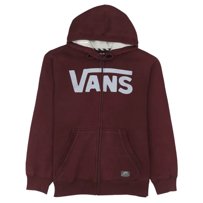 VANS 90's Spellout Full Zip Up Hoodie Medium Burgundy Red made by Vans