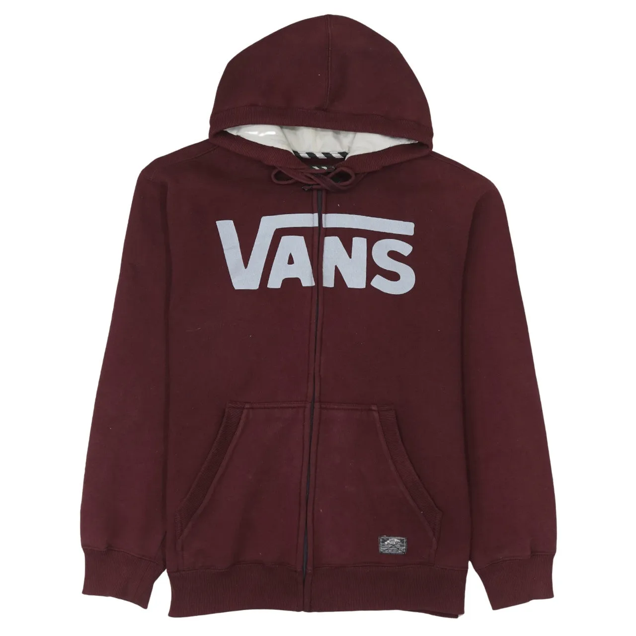 VANS 90's Spellout Full Zip Up Hoodie Medium Burgundy Red sold by Vintage Club