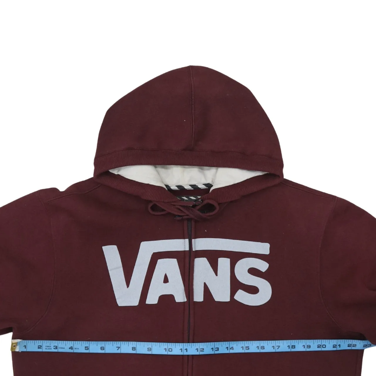 VANS 90's Spellout Full Zip Up Hoodie Medium Burgundy Red sold by Vintage Club product image thumbnail 5