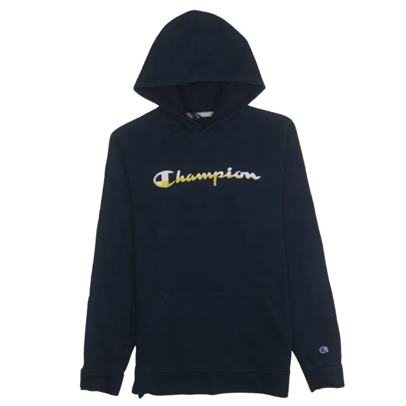 Champion 90's Spellout Pullover Hoodie Medium Navy Blue sold by Vintage Club
