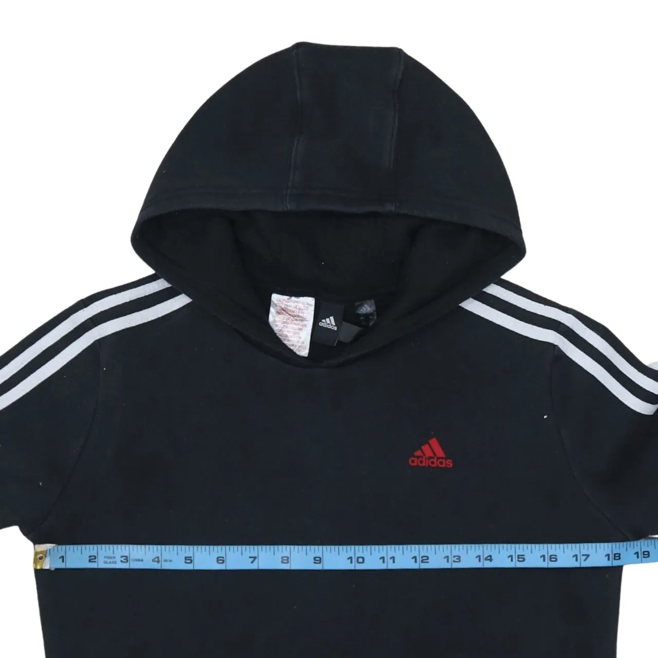 Adidas 90's Striped Sleeve Pullover Hoodie Large Black sold by Vintage Club product image thumbnail 5