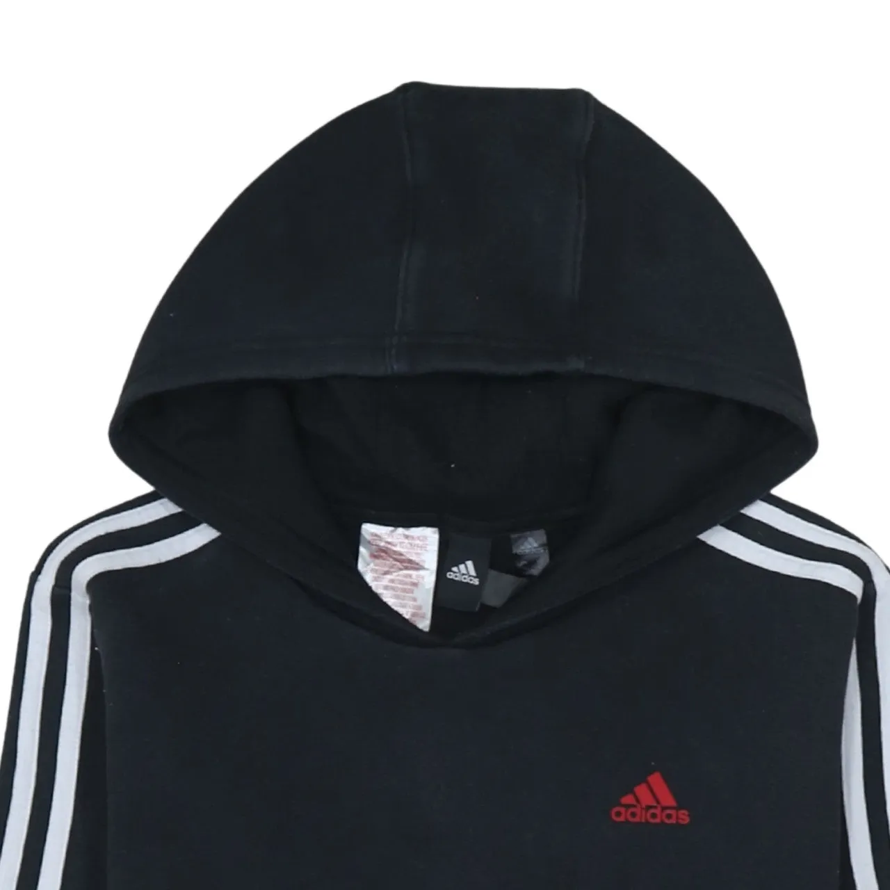 Adidas 90's Striped Sleeve Pullover Hoodie Large Black sold by Vintage Club product image thumbnail 3