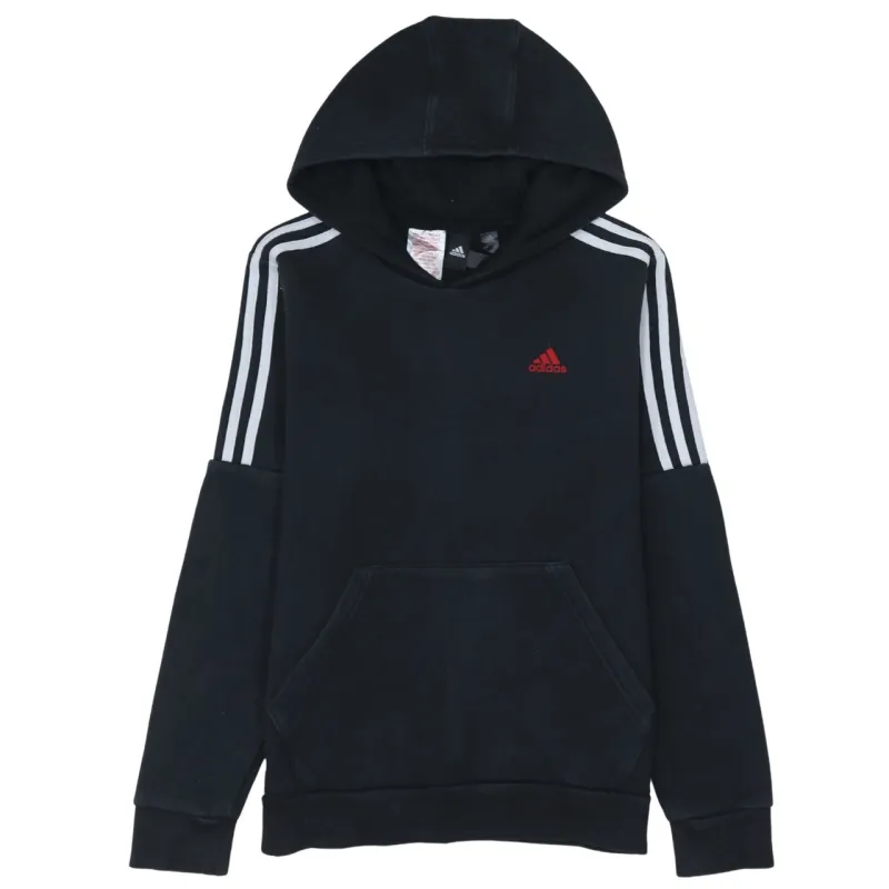 Adidas 90's Striped Sleeve Pullover Hoodie Large Black sold by Vintage Club