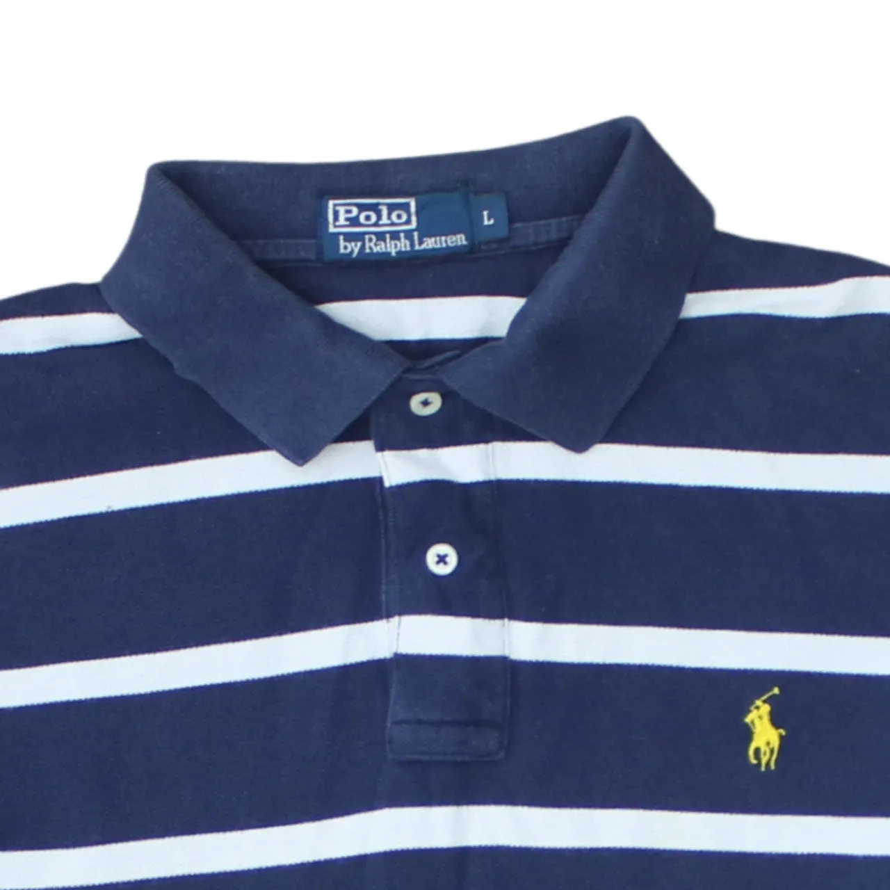 Polo Ralph Lauren 90's Short Sleeves Quarter Button Polo Shirt Large Navy Blue sold by Vintage Club product image thumbnail 3