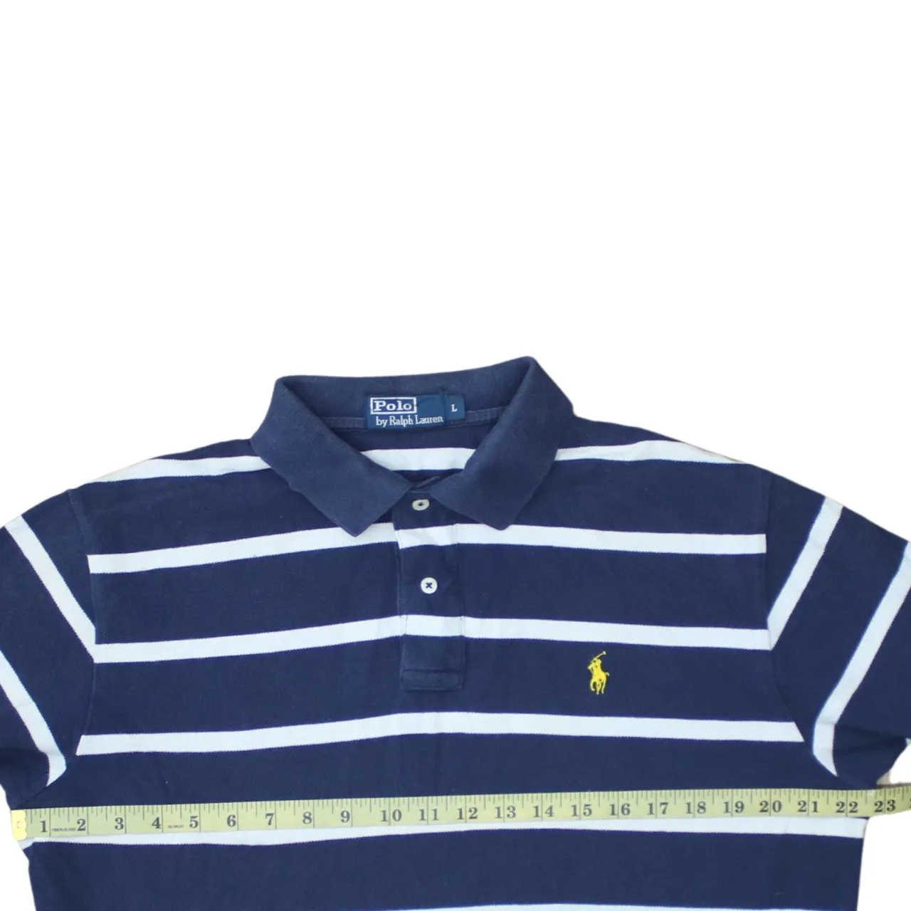 Polo Ralph Lauren 90's Short Sleeves Quarter Button Polo Shirt Large Navy Blue sold by Vintage Club product image thumbnail 5