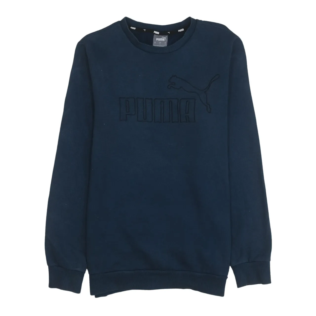 Puma 90's Spellout Crew Neck Sweatshirt Small Navy Blue sold by Vintage Club