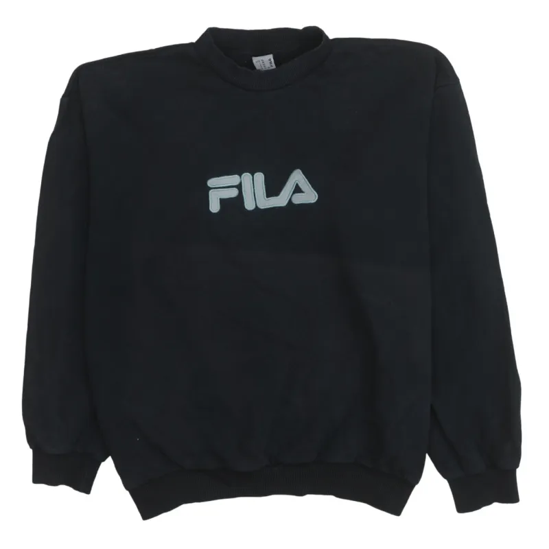Fila 90's Spellout Crew Neck Sweatshirt XLarge Black sold by Vintage Club