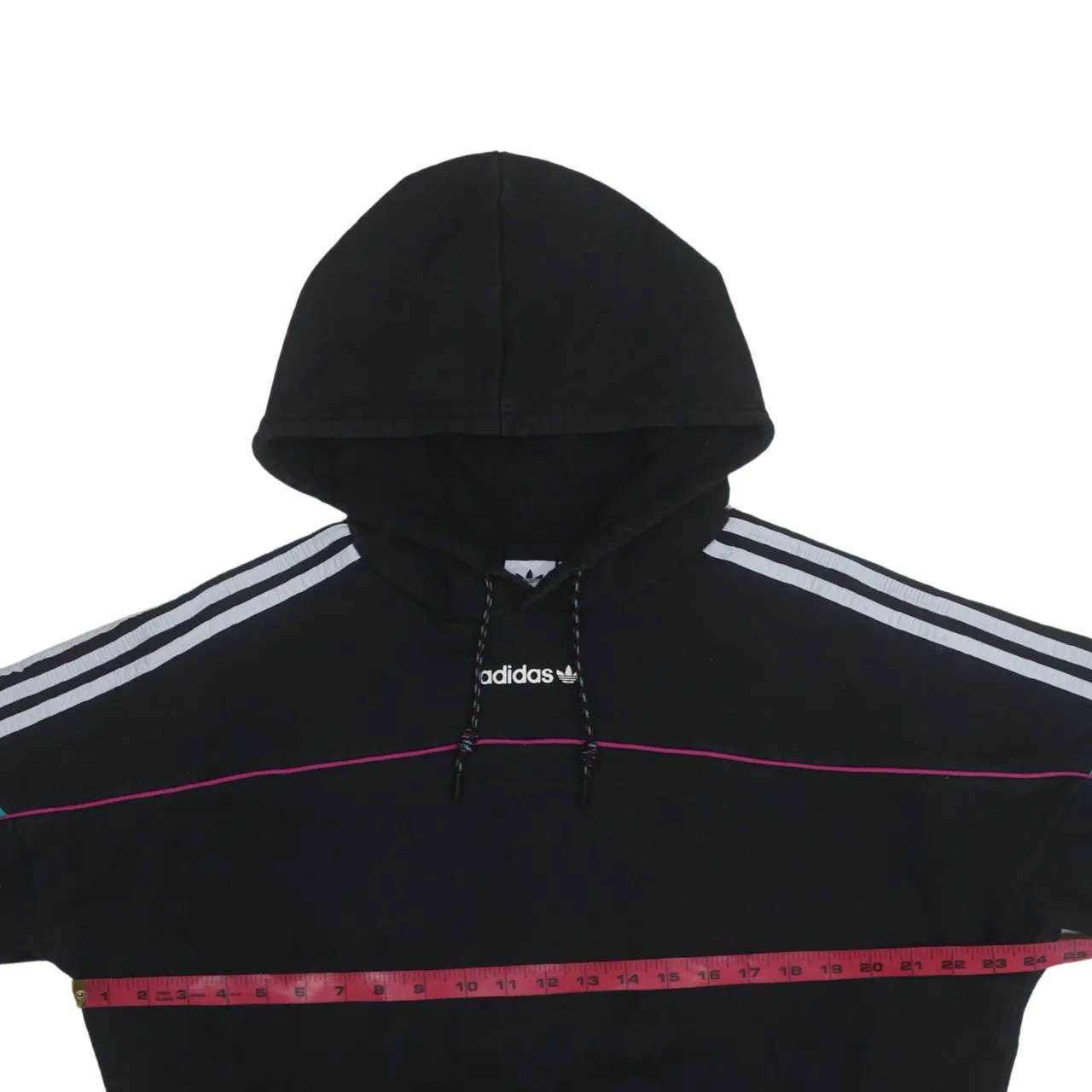 Adidas 90's Striped Sleeve Pullover Hoodie Small Black sold by Vintage Club product image thumbnail 5