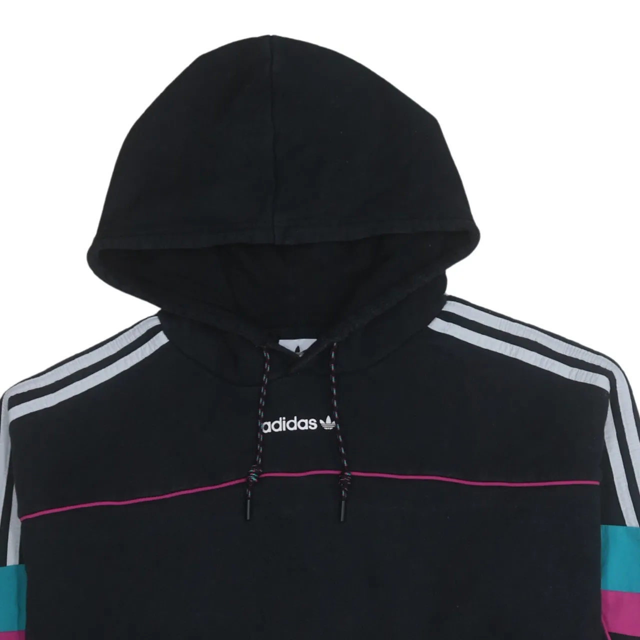 Adidas 90's Striped Sleeve Pullover Hoodie Small Black sold by Vintage Club product image thumbnail 3