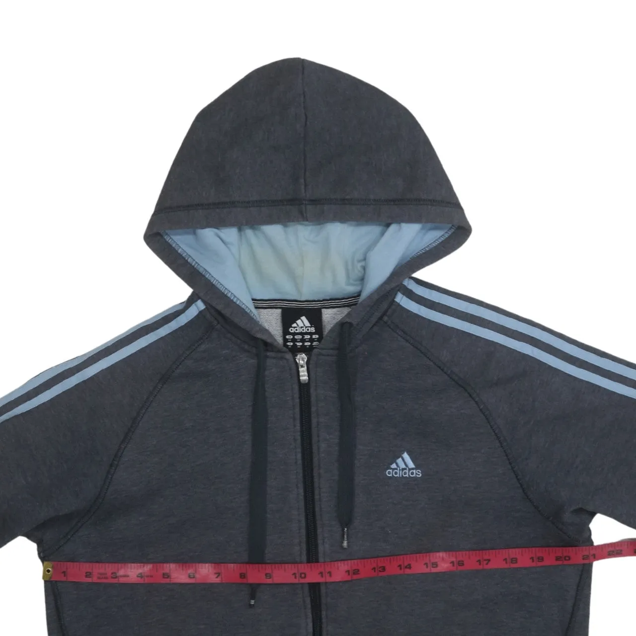 Adidas 90's Striped Sleeve Full Zip Up Hoodie Medium Grey sold by Vintage Club product image thumbnail 5