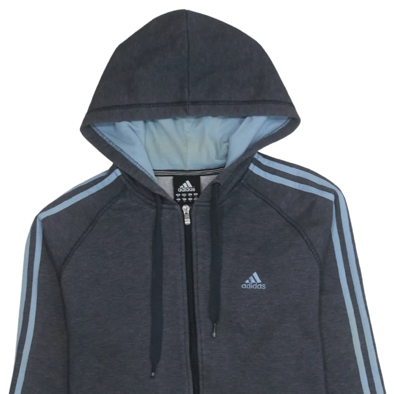 Adidas 90's Striped Sleeve Full Zip Up Hoodie Medium Grey sold by Vintage Club product image thumbnail 3
