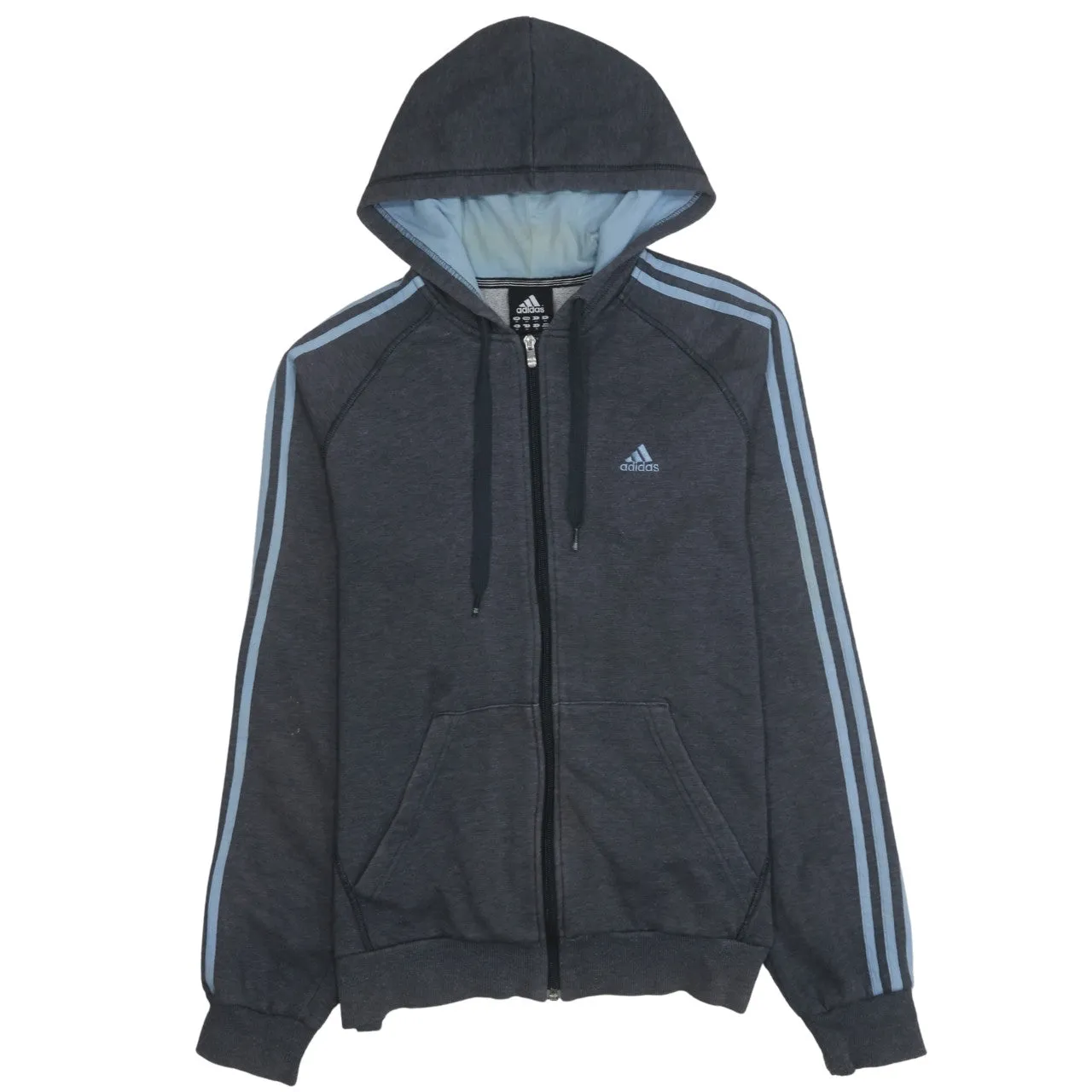 Adidas 90's Striped Sleeve Full Zip Up Hoodie Medium Grey sold by Vintage Club