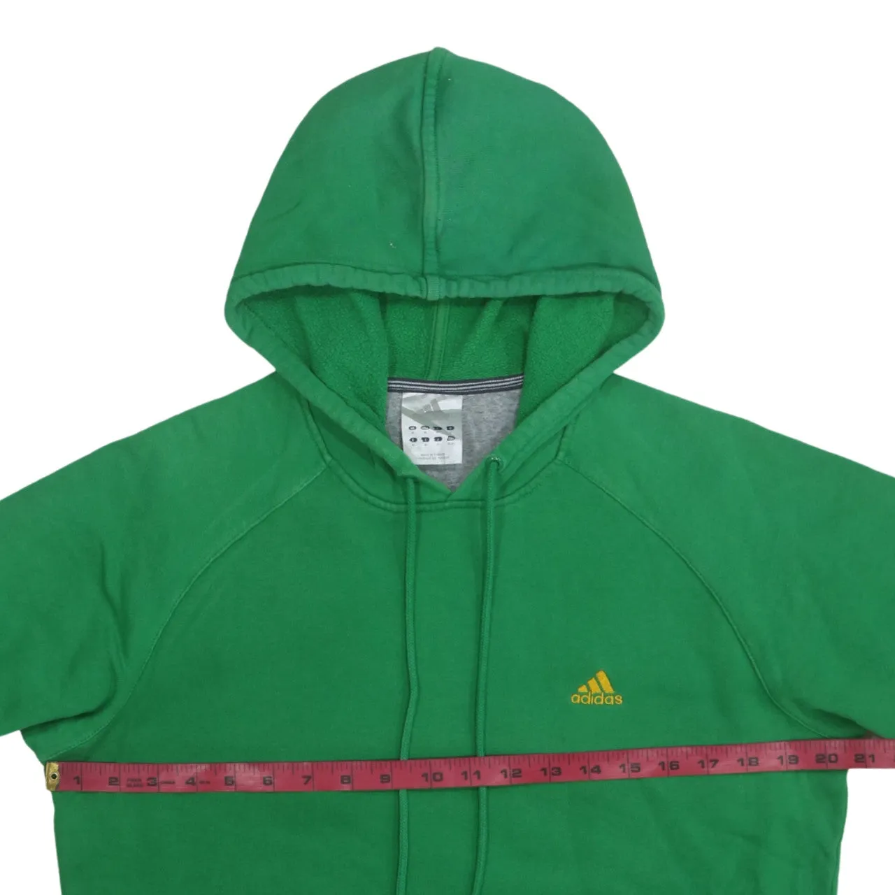 Adidas 90's Drawstring Pockets Pullover Hoodie Medium Green sold by Vintage Club product image thumbnail 5