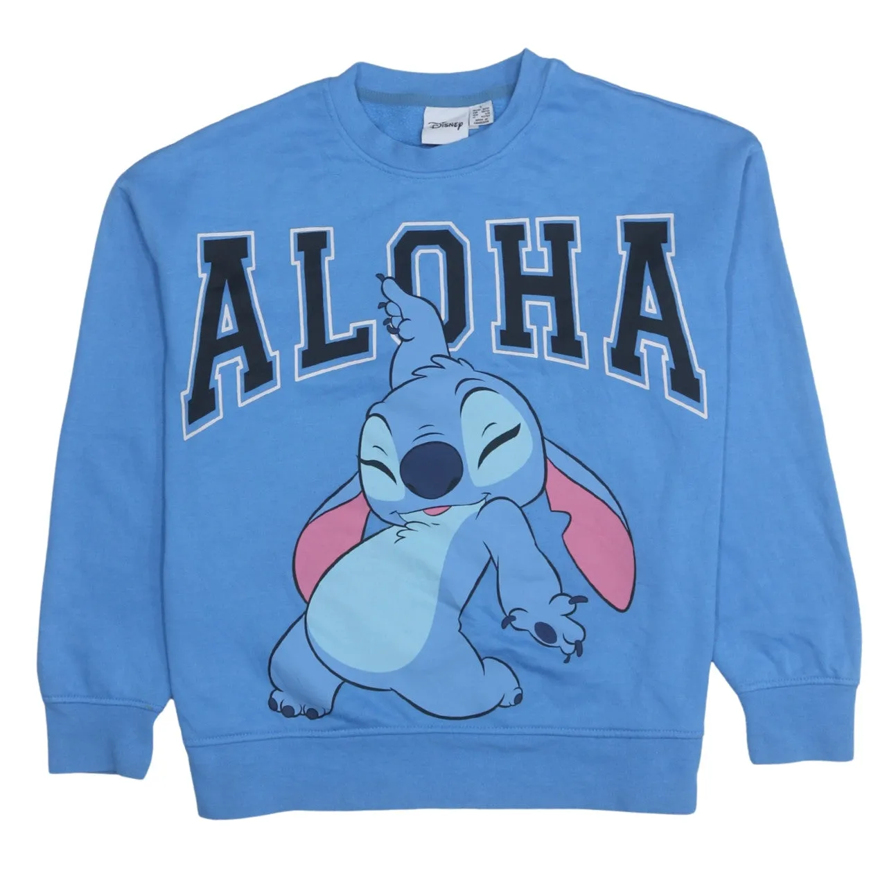 Disney 90's Stitch Crew Neck Sweatshirt Small Blue sold by Vintage Club