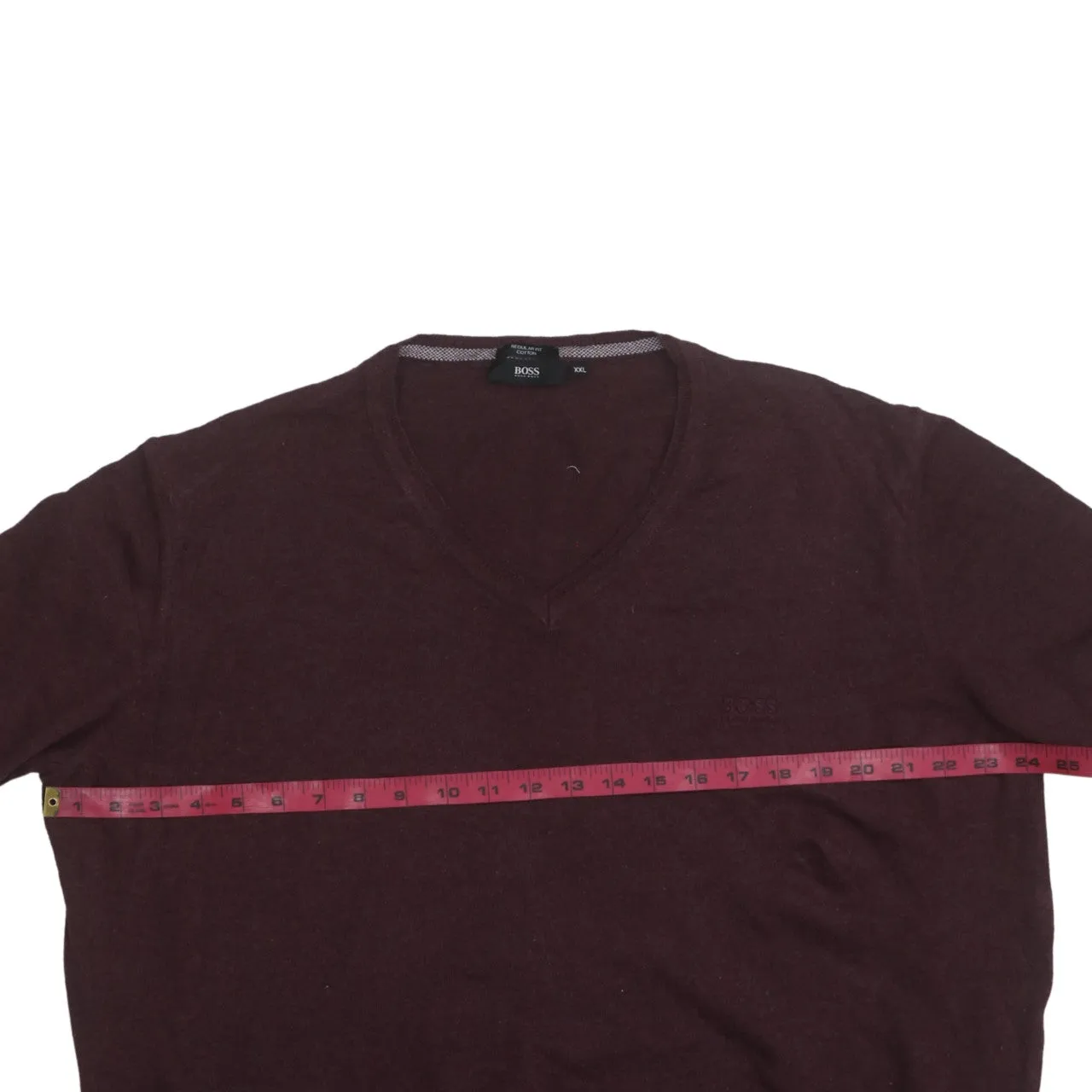 HUGO BOSS 90's Lightweight V Neck Sweatshirt XXLarge (2XL) Burgundy Red sold by Vintage Club product image thumbnail 5