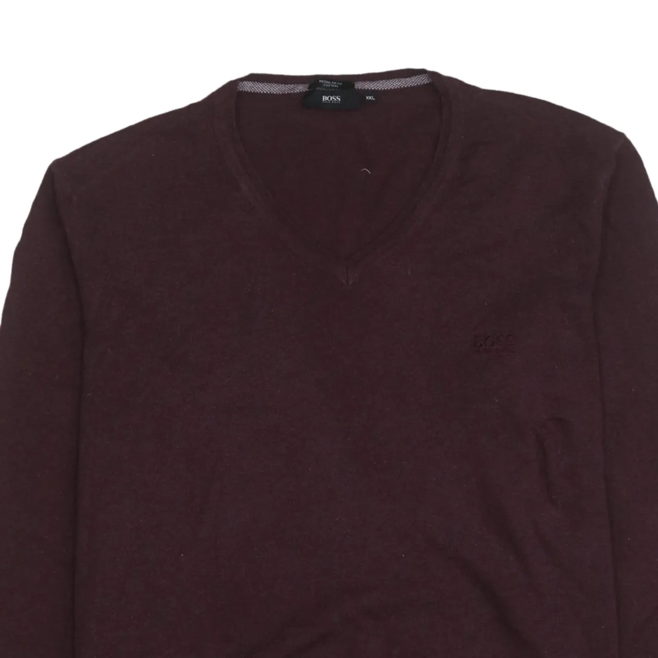 HUGO BOSS 90's Lightweight V Neck Sweatshirt XXLarge (2XL) Burgundy Red sold by Vintage Club product image thumbnail 3