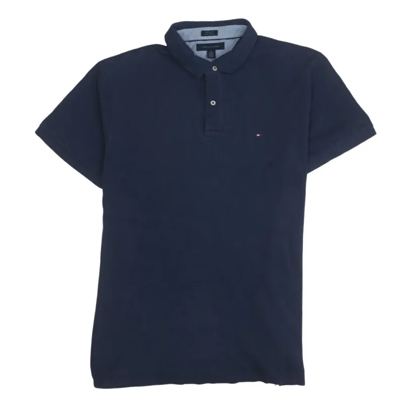 Tommy Hilfiger 90's Short Sleeves Quarter Button Polo Shirt XLarge Navy Blue made by Tommy Hilfiger
