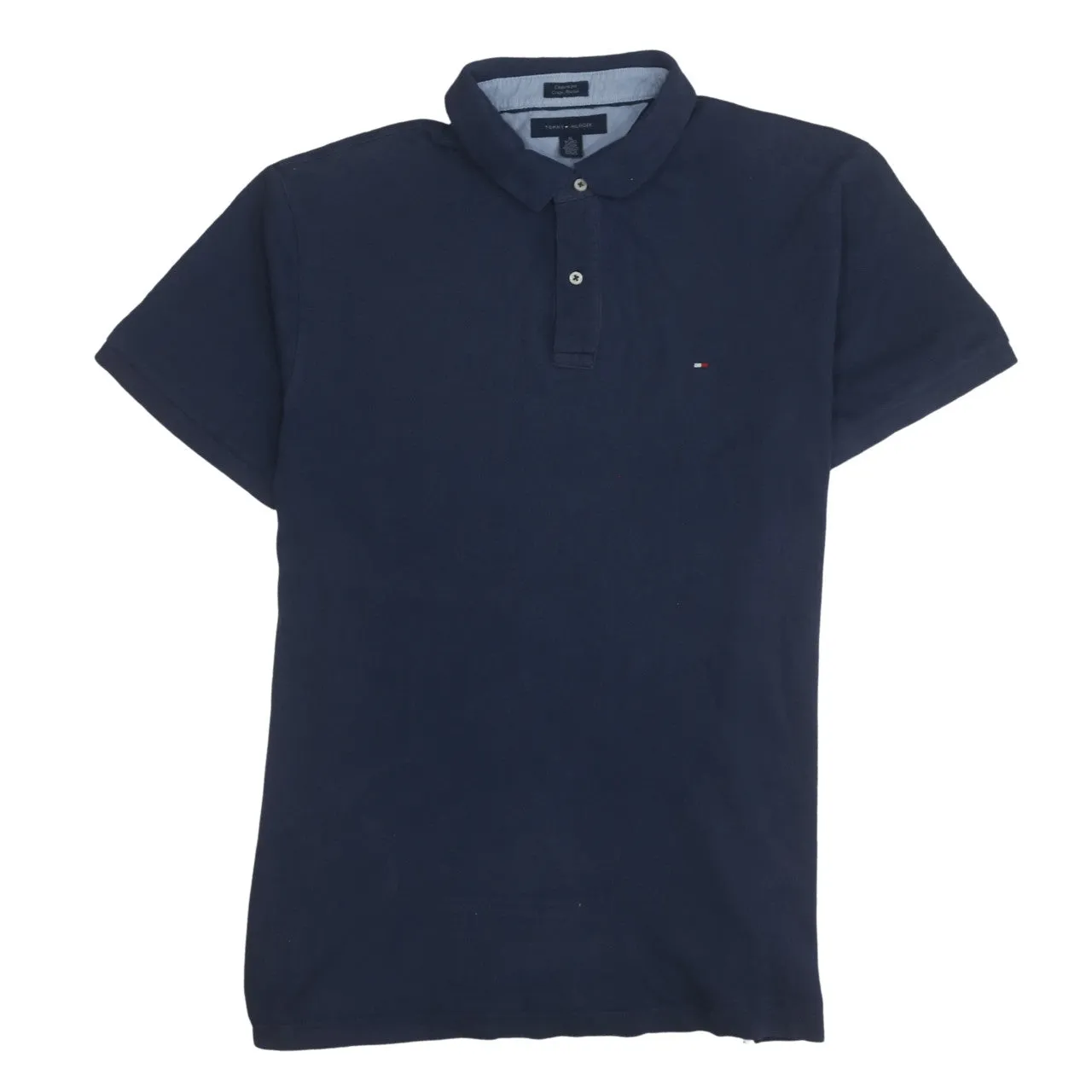 Tommy Hilfiger 90's Short Sleeves Quarter Button Polo Shirt XLarge Navy Blue sold by Vintage Club