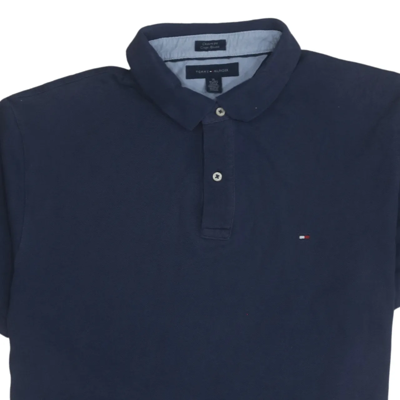 Tommy Hilfiger 90's Short Sleeves Quarter Button Polo Shirt XLarge Navy Blue sold by Vintage Club product image thumbnail 3
