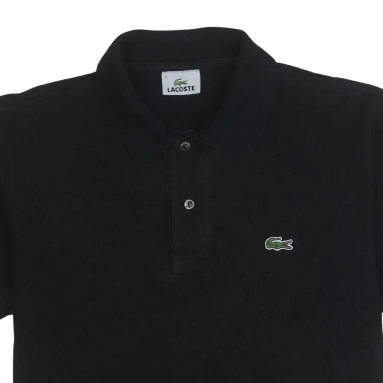 Lacoste 90's Short Sleeves Quarter Button Polo Shirt Small Black sold by Vintage Club product image thumbnail 3