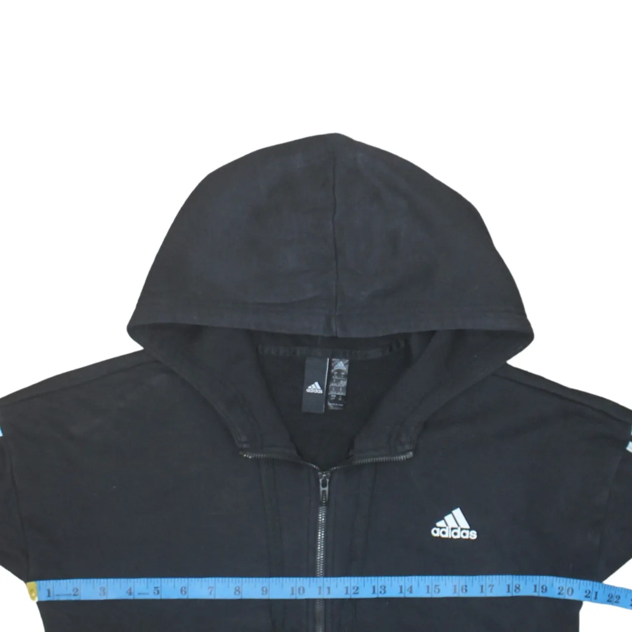 Adidas 90's Striped Sleeve Full Zip Up Hoodie Small Black sold by Vintage Club product image thumbnail 5
