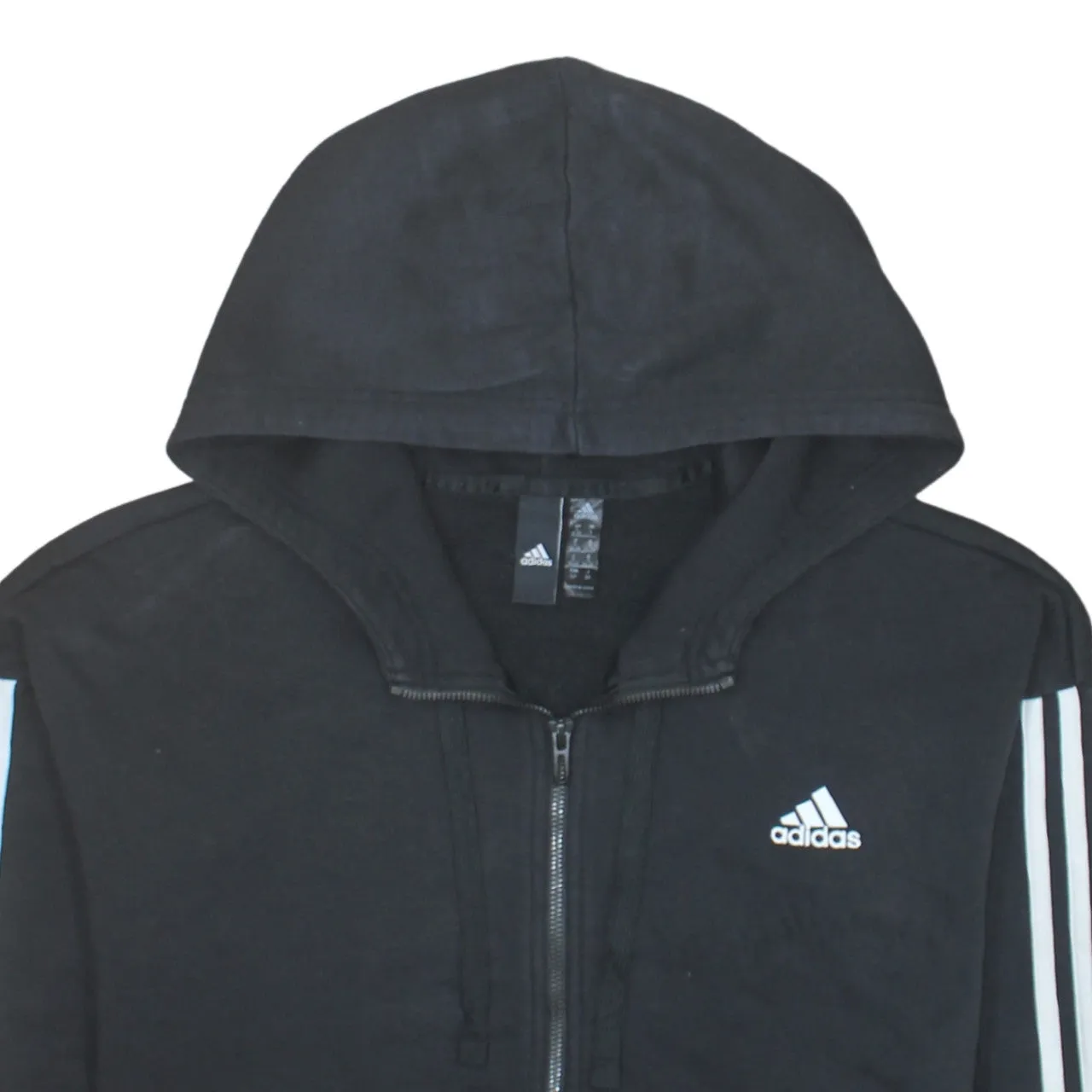 Adidas 90's Striped Sleeve Full Zip Up Hoodie Small Black sold by Vintage Club product image thumbnail 3