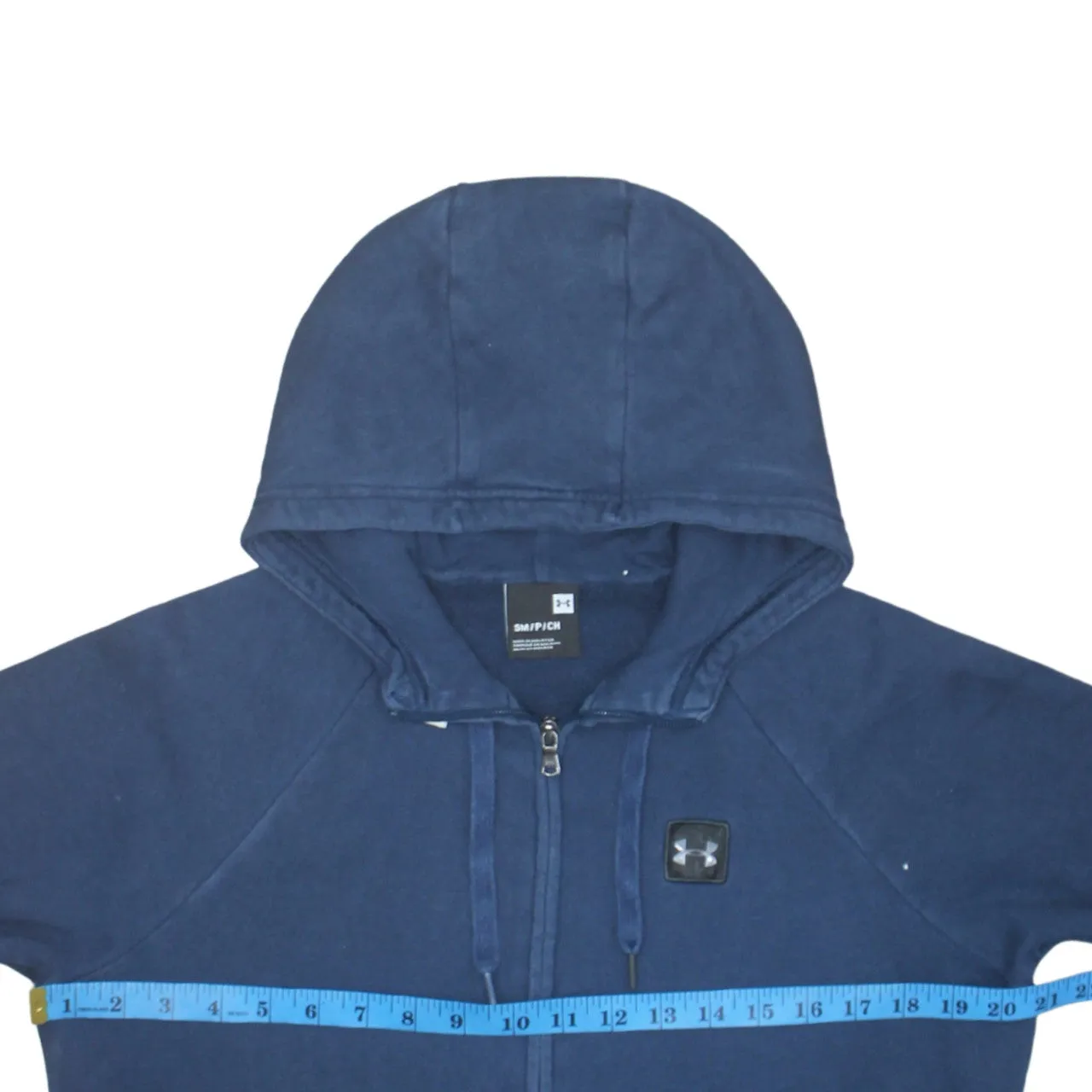 Under Armour 90's Drawstring Pockets Full Zip Up Hoodie Small Navy Blue sold by Vintage Club product image thumbnail 5