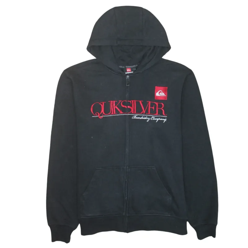 QuikSilver 90's Spellout Full Zip Up Hoodie Large Black made by Vintage Club