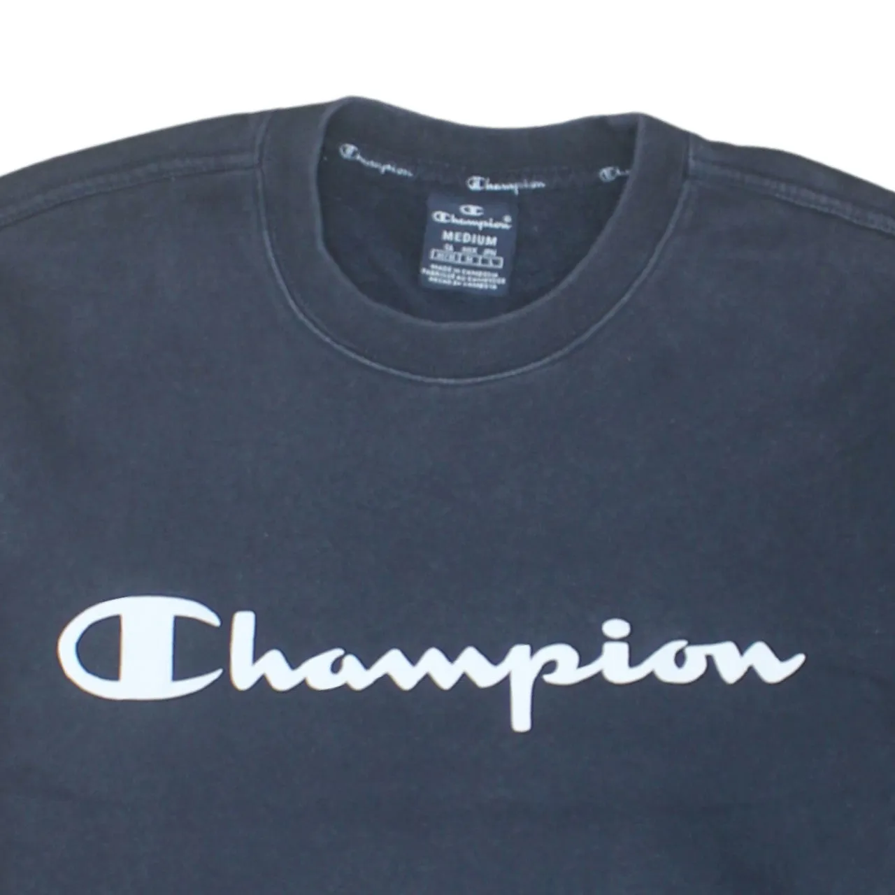 Champion 90's Spellout Crew Neck Sweatshirt Medium Navy Blue sold by Vintage Club product image thumbnail 3