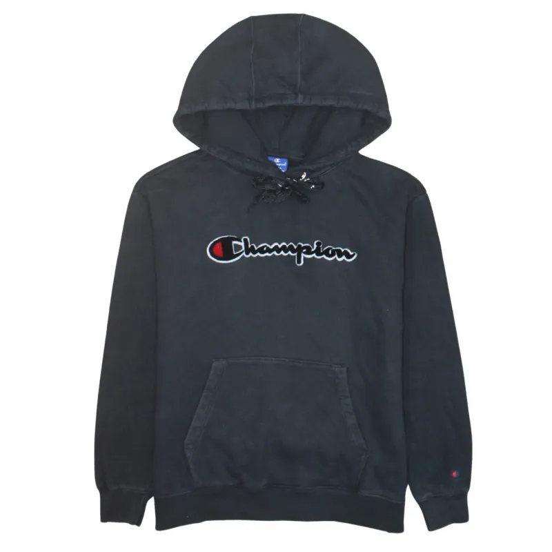 Champion 90's Spellout Pullover Hoodie Small Black sold by Vintage Club