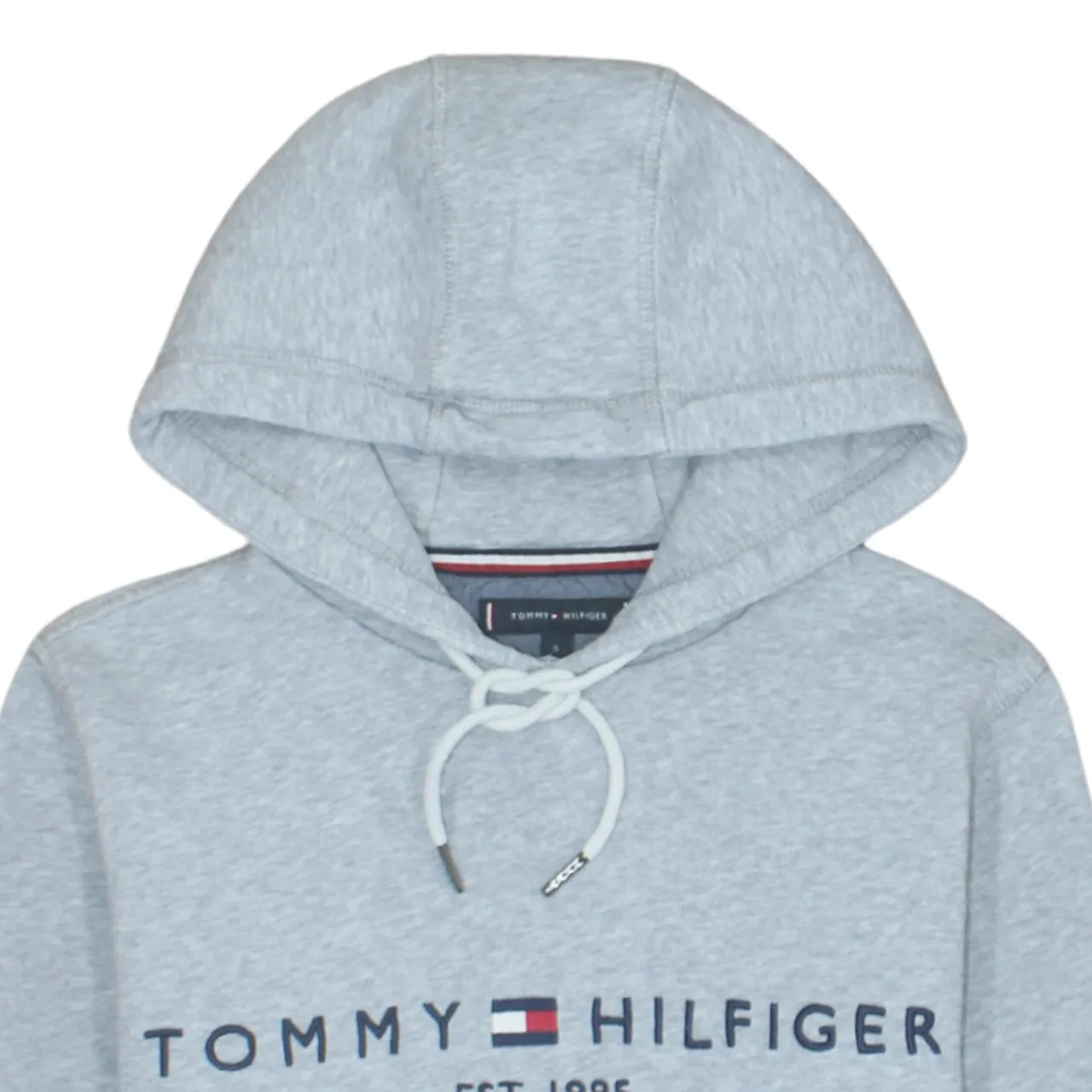 Tommy Hilfiger 90's Swoosh Pullover Hoodie Small Grey sold by Vintage Club product image thumbnail 3