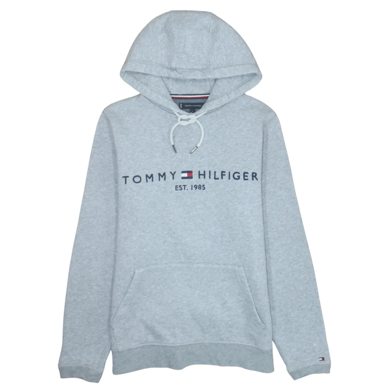 Tommy Hilfiger 90's Swoosh Pullover Hoodie Small Grey sold by Vintage Club