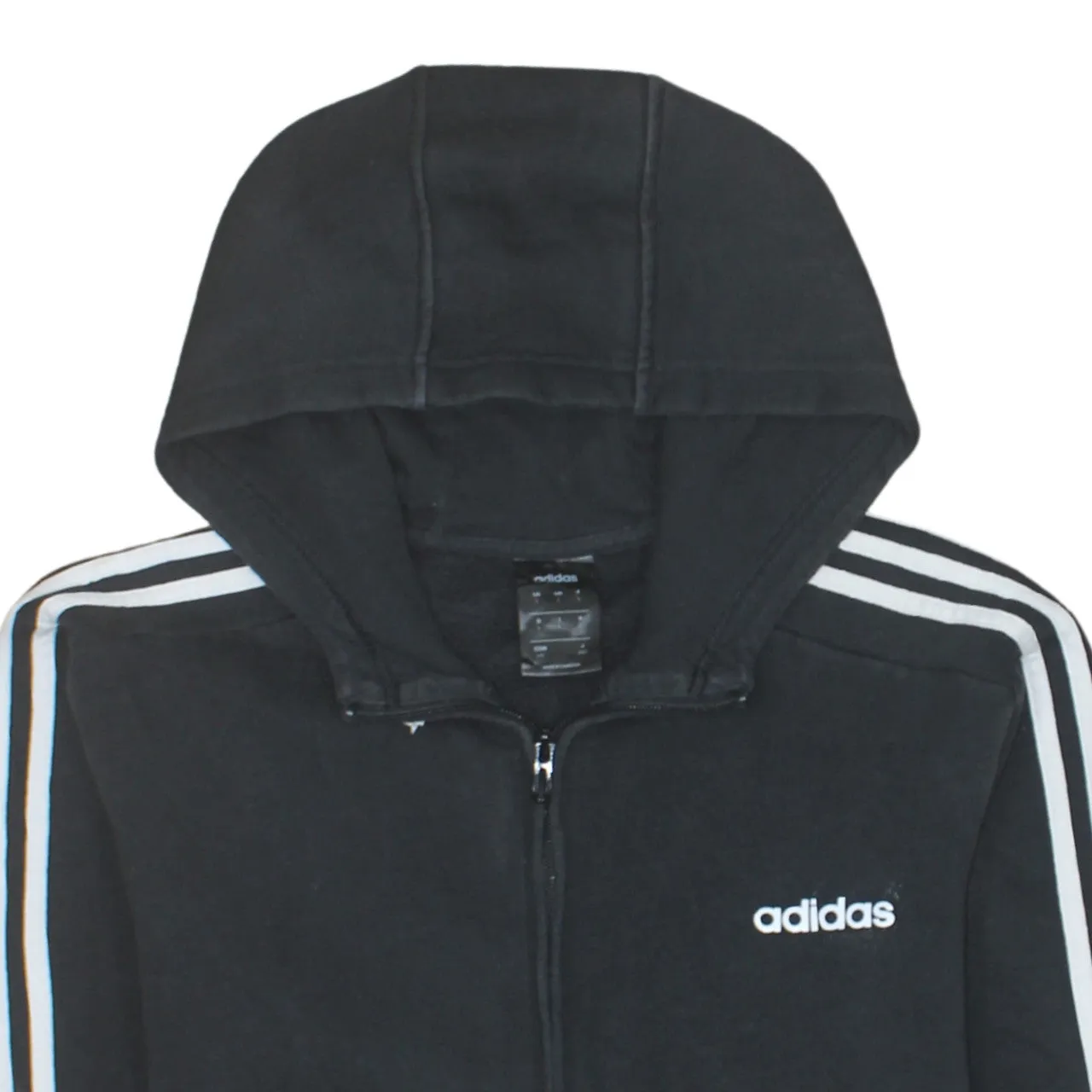 Adidas 90's Striped Sleeve Full Zip Up Hoodie Large Black sold by Vintage Club product image thumbnail 3