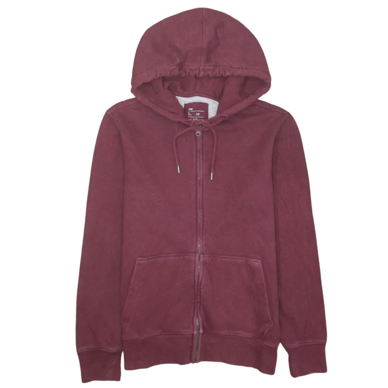 Gap 90's Plain Full Zip Up Hoodie Small Burgundy Red made by GAP