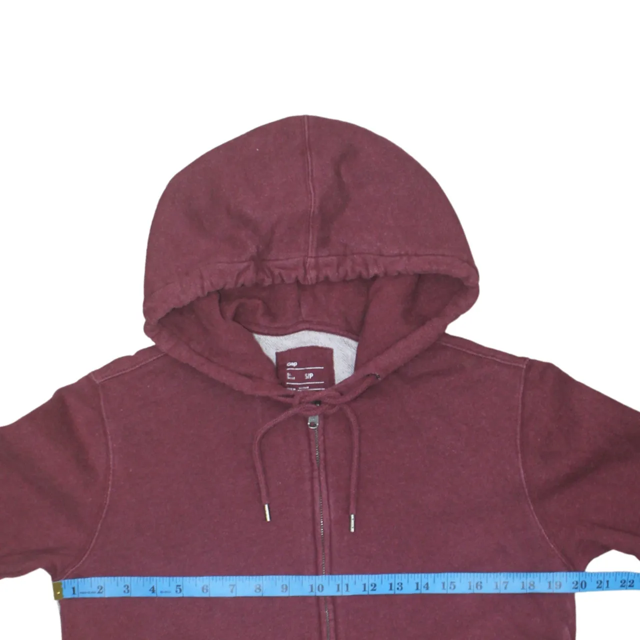 Gap 90's Plain Full Zip Up Hoodie Small Burgundy Red sold by Vintage Club product image thumbnail 5