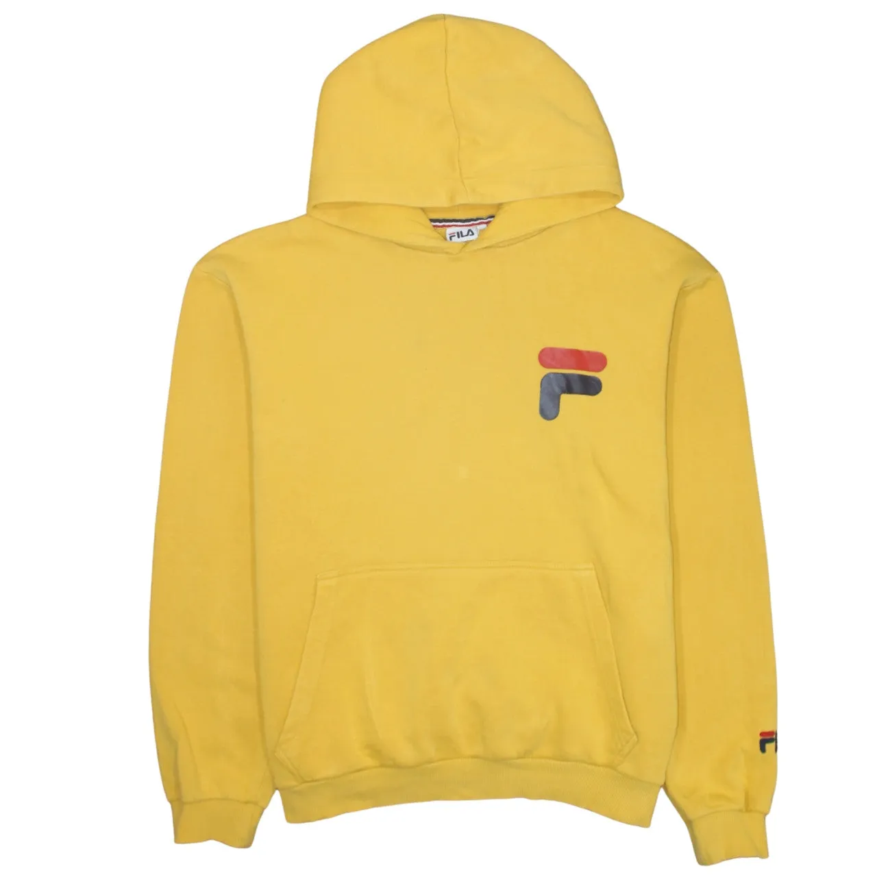 Fila 90's Drawstring Pockets Pullover Hoodie XLarge Yellow sold by Vintage Club