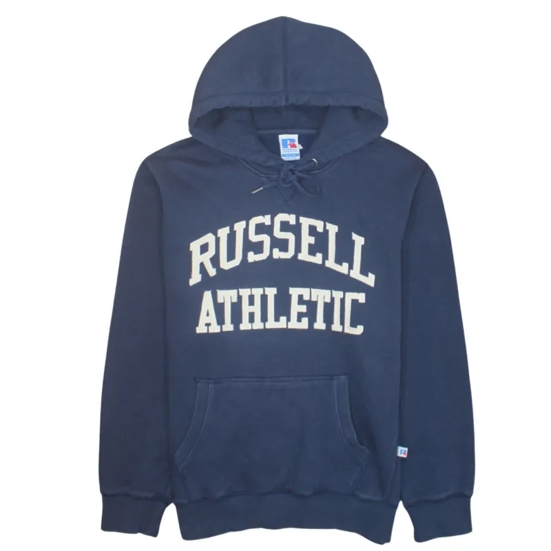Russell Athletic 90's Spellout Pullover Hoodie Small Navy Blue sold by Vintage Club