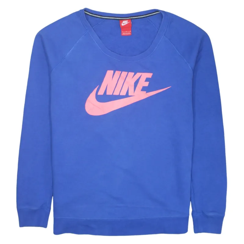 Nike 90's Center Middle Swoosh Round Neck Sweatshirt Large Blue sold by Vintage Club