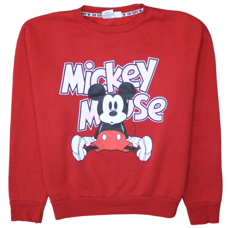 Disney 90's Mickey Mouse Crew Neck Sweatshirt Small Red sold by Vintage Club