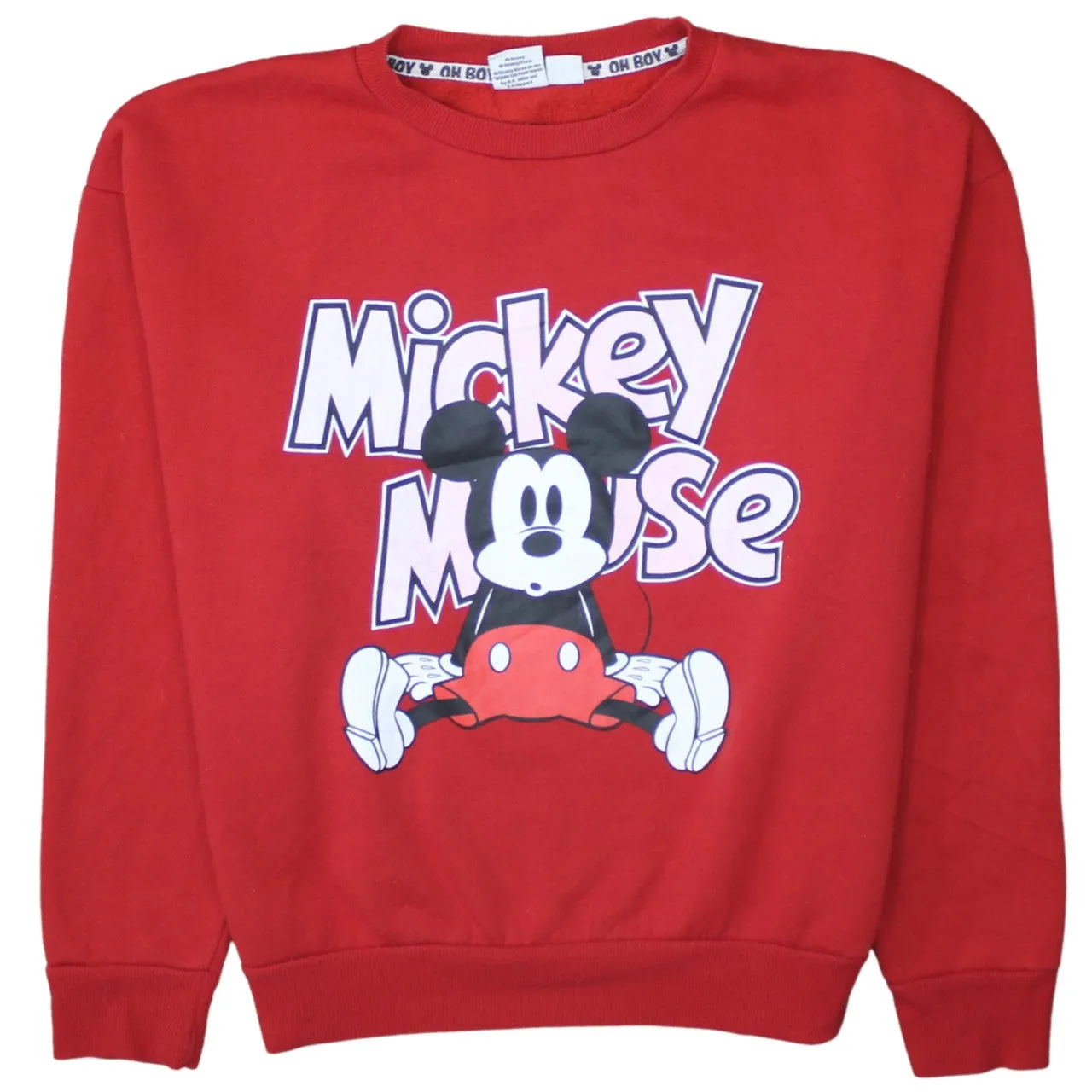 Disney 90's Mickey Mouse Crew Neck Sweatshirt Small Red sold by Vintage Club