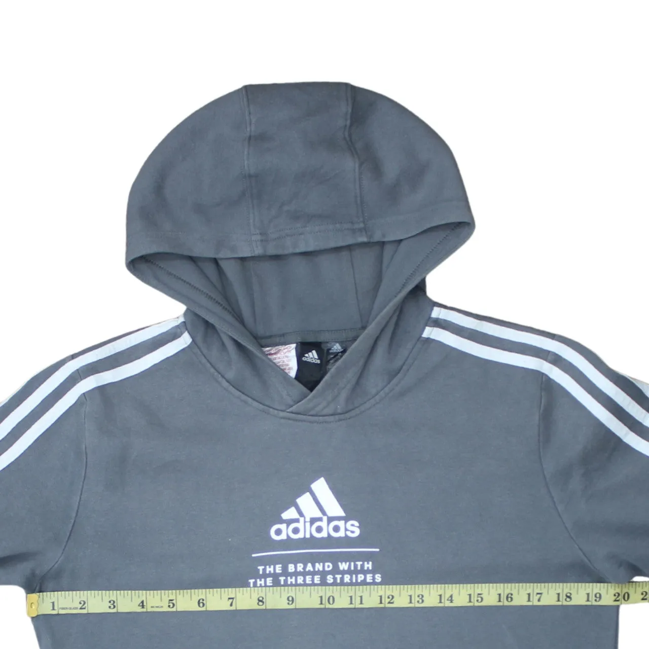 Adidas 90's Striped Sleeve Pullover Hoodie Large Grey sold by Vintage Club product image thumbnail 5