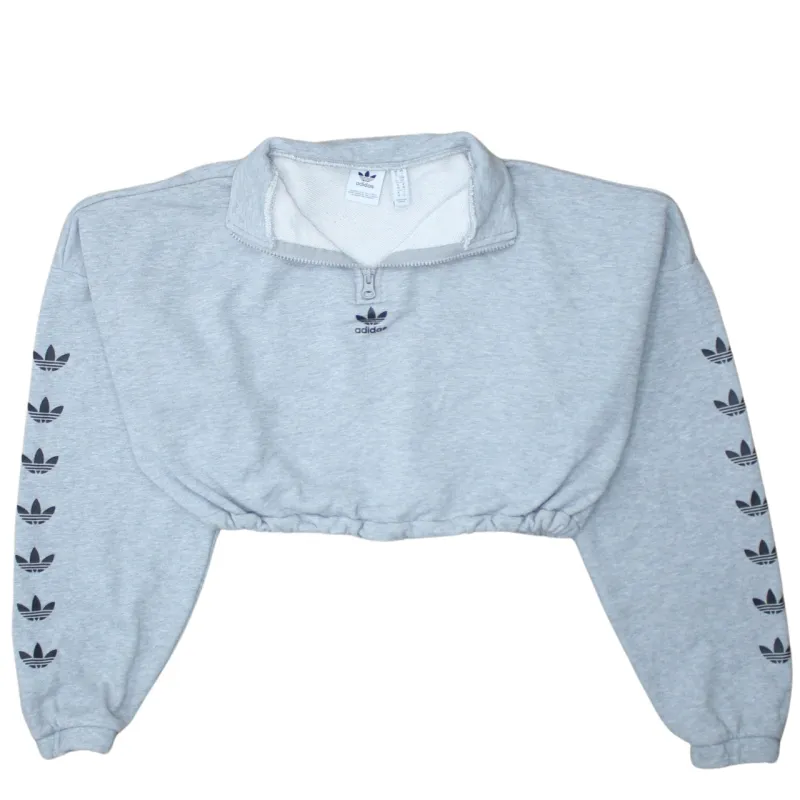 Adidas 90's Crop Quarter Zip Sweatshirt Small Grey sold by Vintage Club
